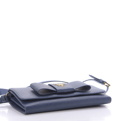 Prada Saffiano Fiocco Bow Flap Wallet Bleuette 4 of 9
