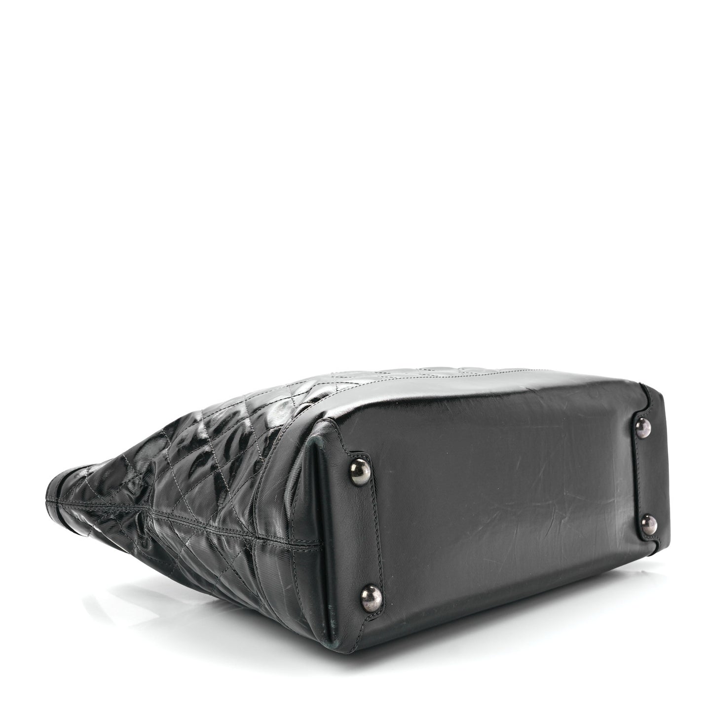 Calfskin Coated Canvas Quilted Tote Black