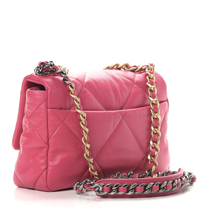 Chanel Goatskin Quilted Medium Chanel 19 Flap Dark Pink 2 of 10