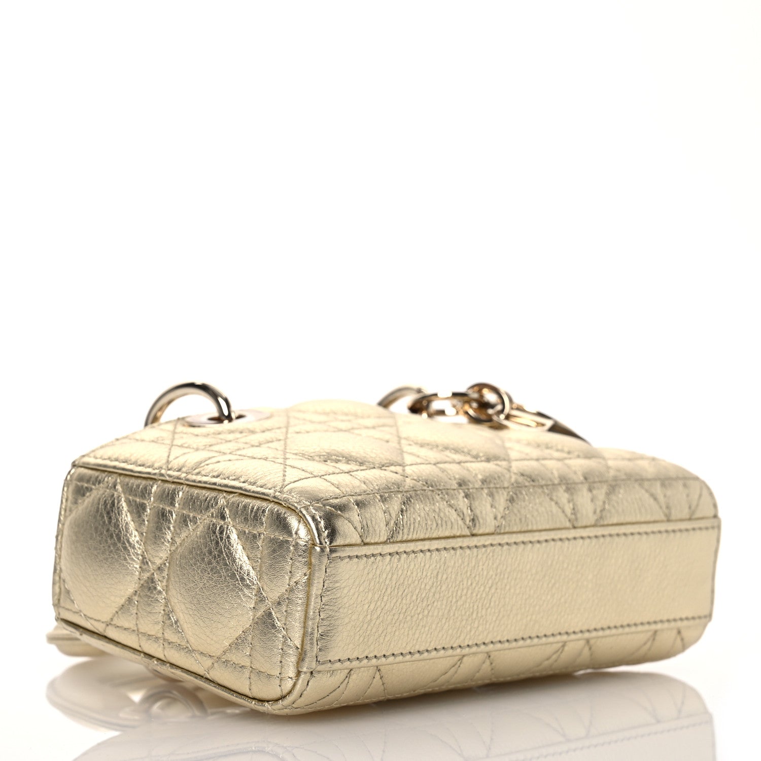 Christian Dior Metallic Lambskin Cannage Micro Lady D-Joy Gold 4 of 10