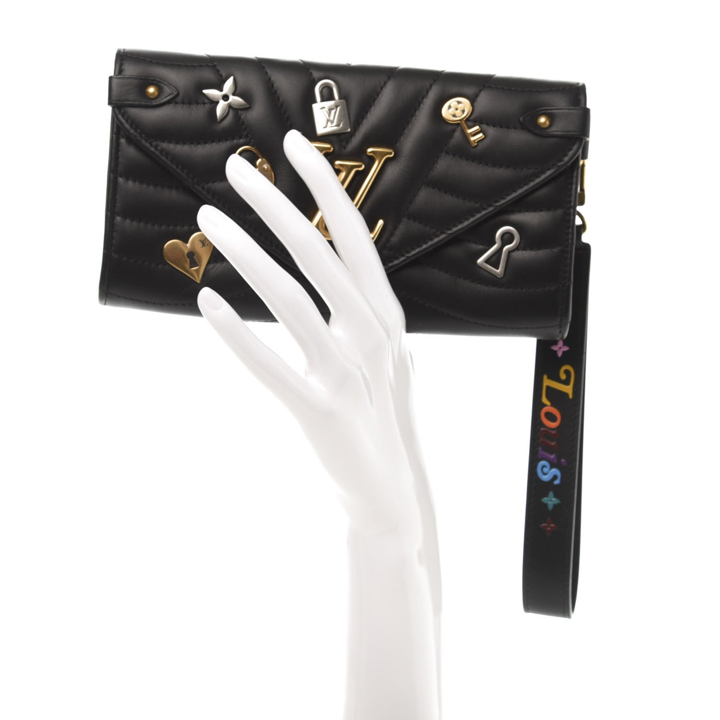 Calfskin Love Lock New Wave Long Wallet Black