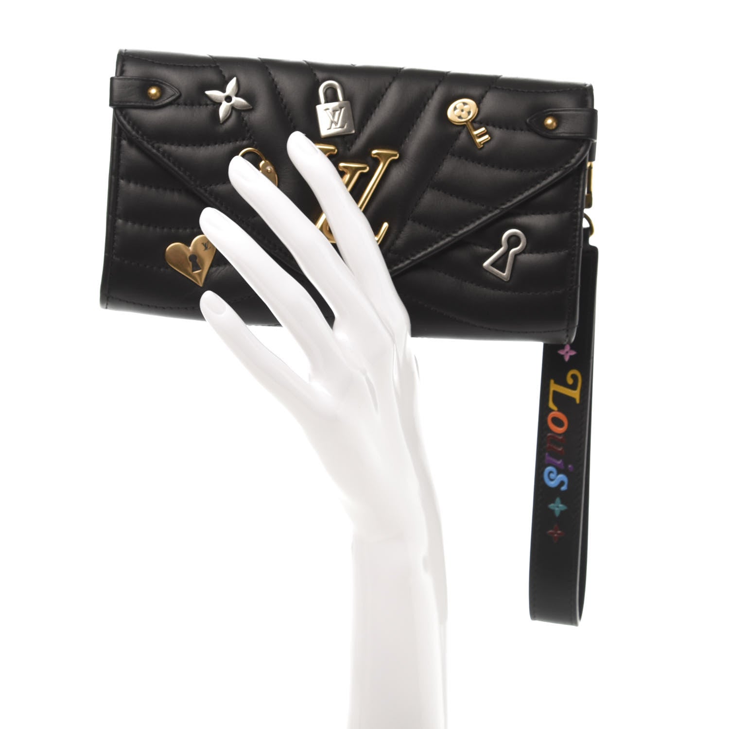 Louis Vuitton Calfskin Love Lock New Wave Long Wallet Black 2 of 7