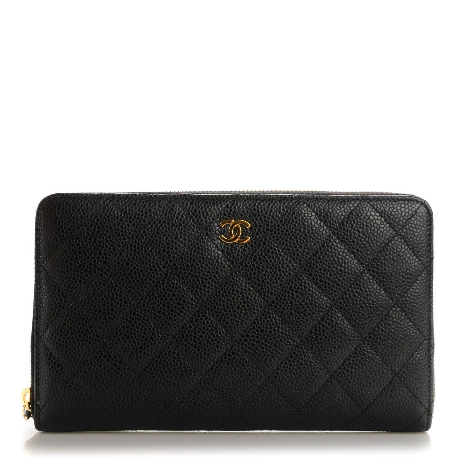 Chanel Caviar Quilted Large Zip Around Organizer Wallet Black 1 of 8