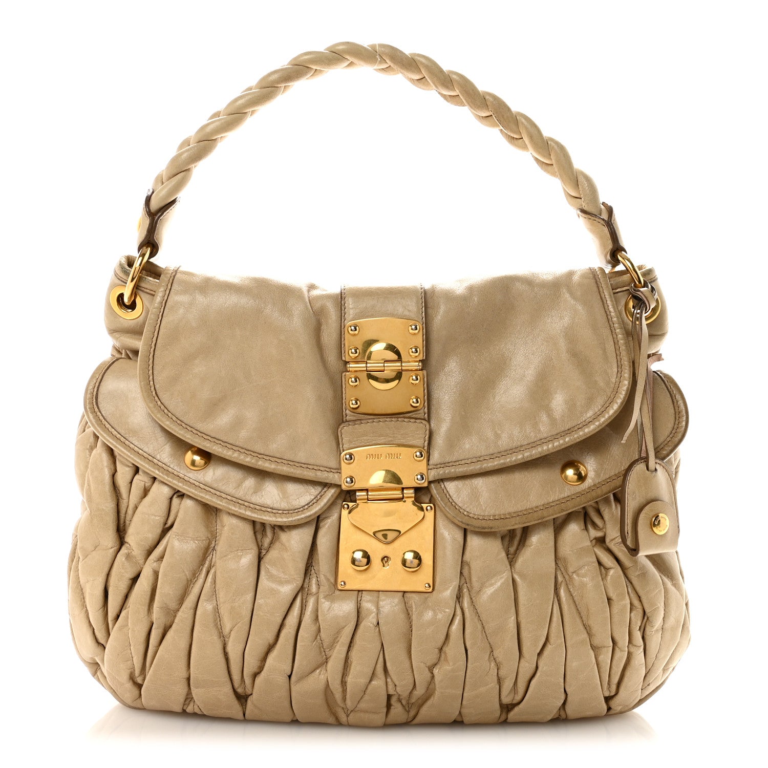 Miu Miu Nappa Matelasse Coffer Hobo Beige 1 of 9