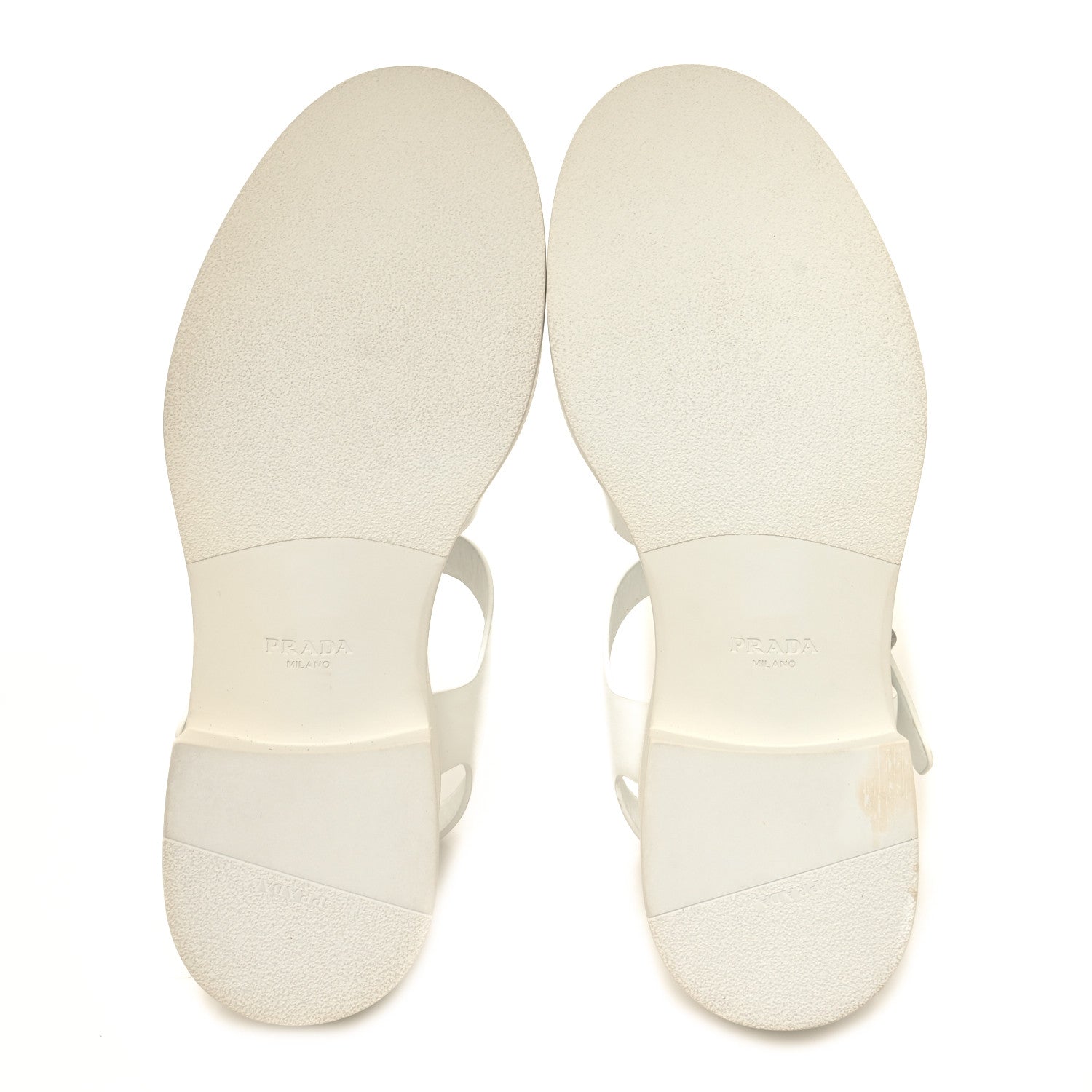 Prada Brushed Calfskin Metal Triangle Logo Fisherman Mens Sandals 9 White 5 of 8