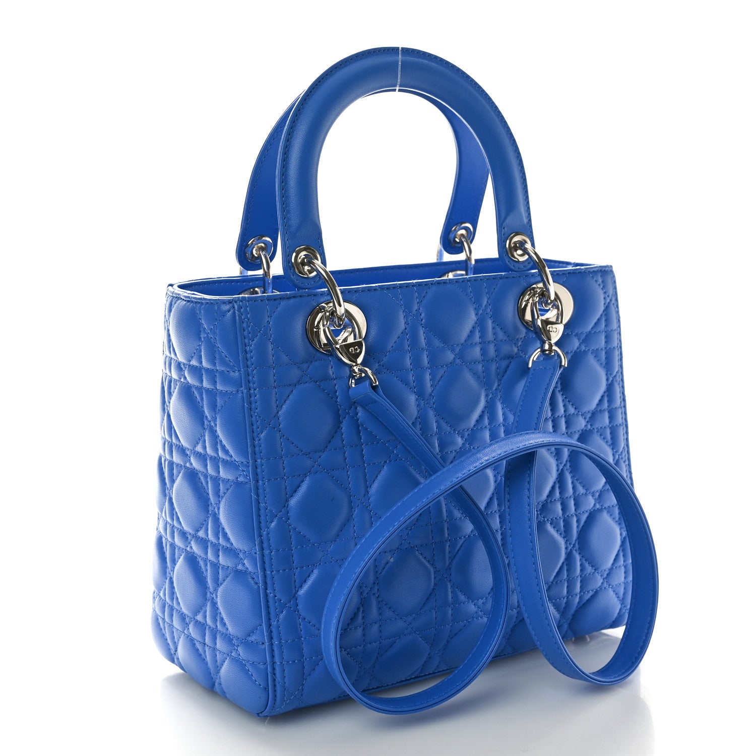 Christian Dior Lambskin Cannage Medium Lady Dior Blue Persan 3 of 12