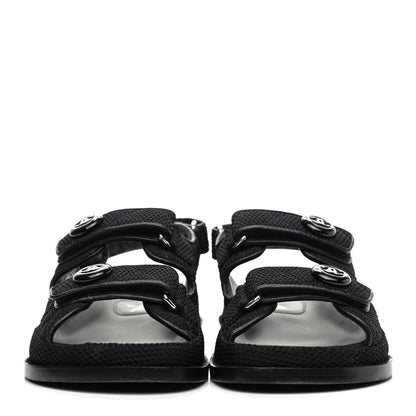 Chanel Fabric Velcro Dad Sandals 35 Black 2 of 15
