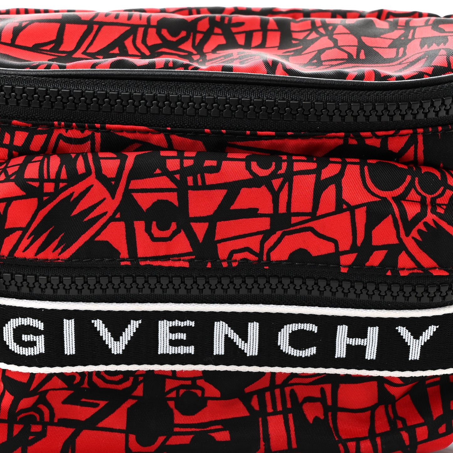 Nylon Printed Light 3 Bum Bag Black Red