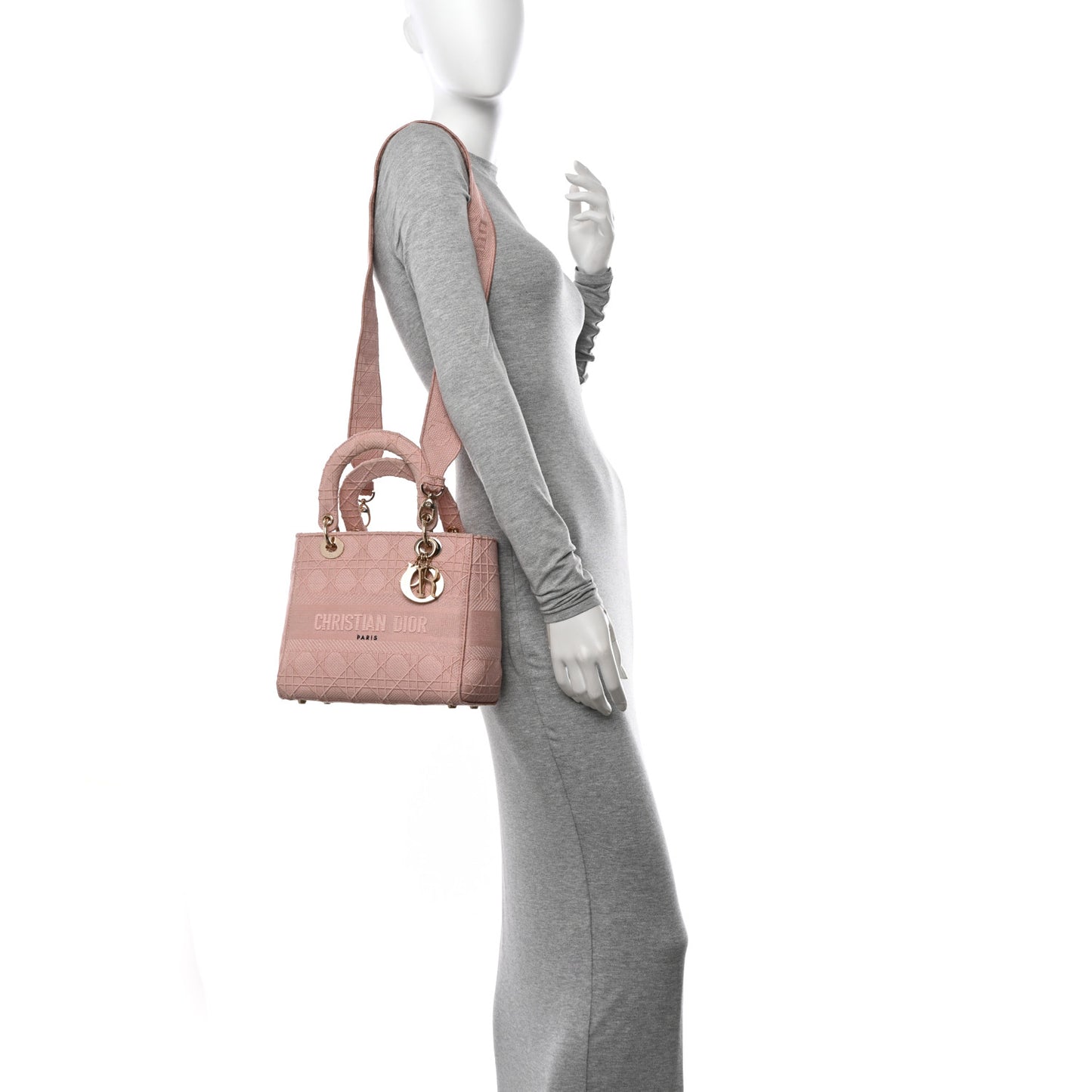 Canvas Embroidered Cannage Medium Lady D-Lite Pink