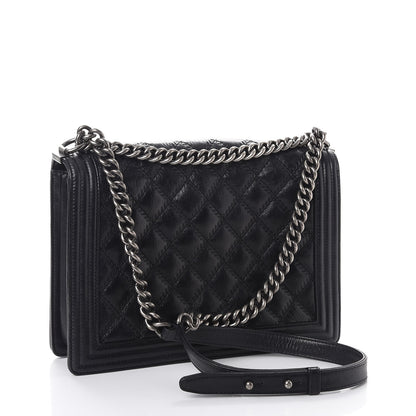 Chanel Calfskin Embossed Stitch Large Boy Flap Black 3 of 8