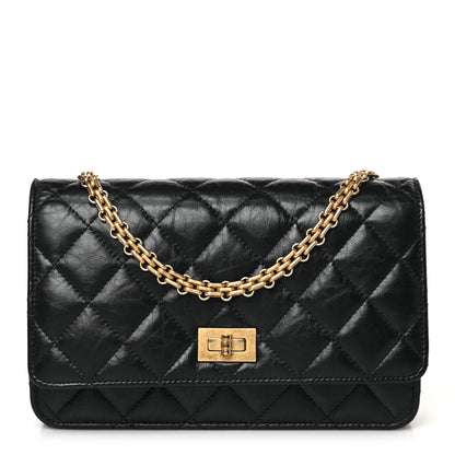 Chanel Aged Calfskin Quilted Reissue Wallet On Chain WOC Black 1 of 8