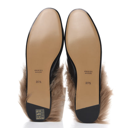 Gucci Patent Fur Womens Princetown Slippers 38.5 Black Natural 5 of 8