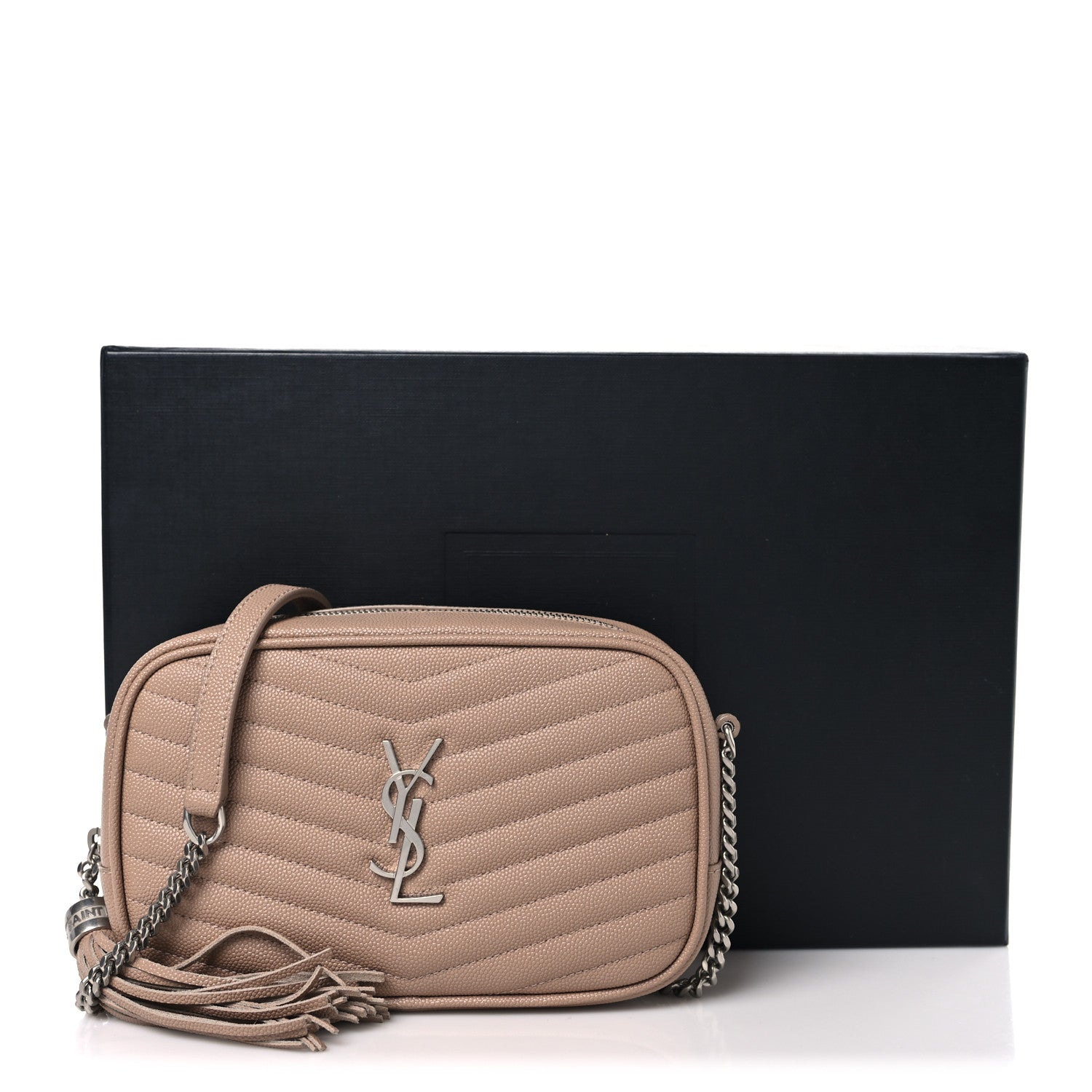Saint Laurent Grain De Poudre Matelasse Monogram Mini Lou Camera Bag  Gold Sand 11 of 11