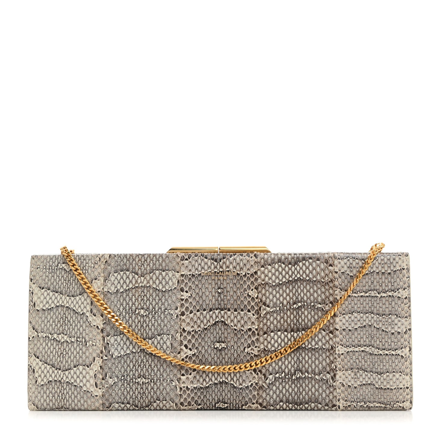 Snakeskin Midnight Clutch Grey White