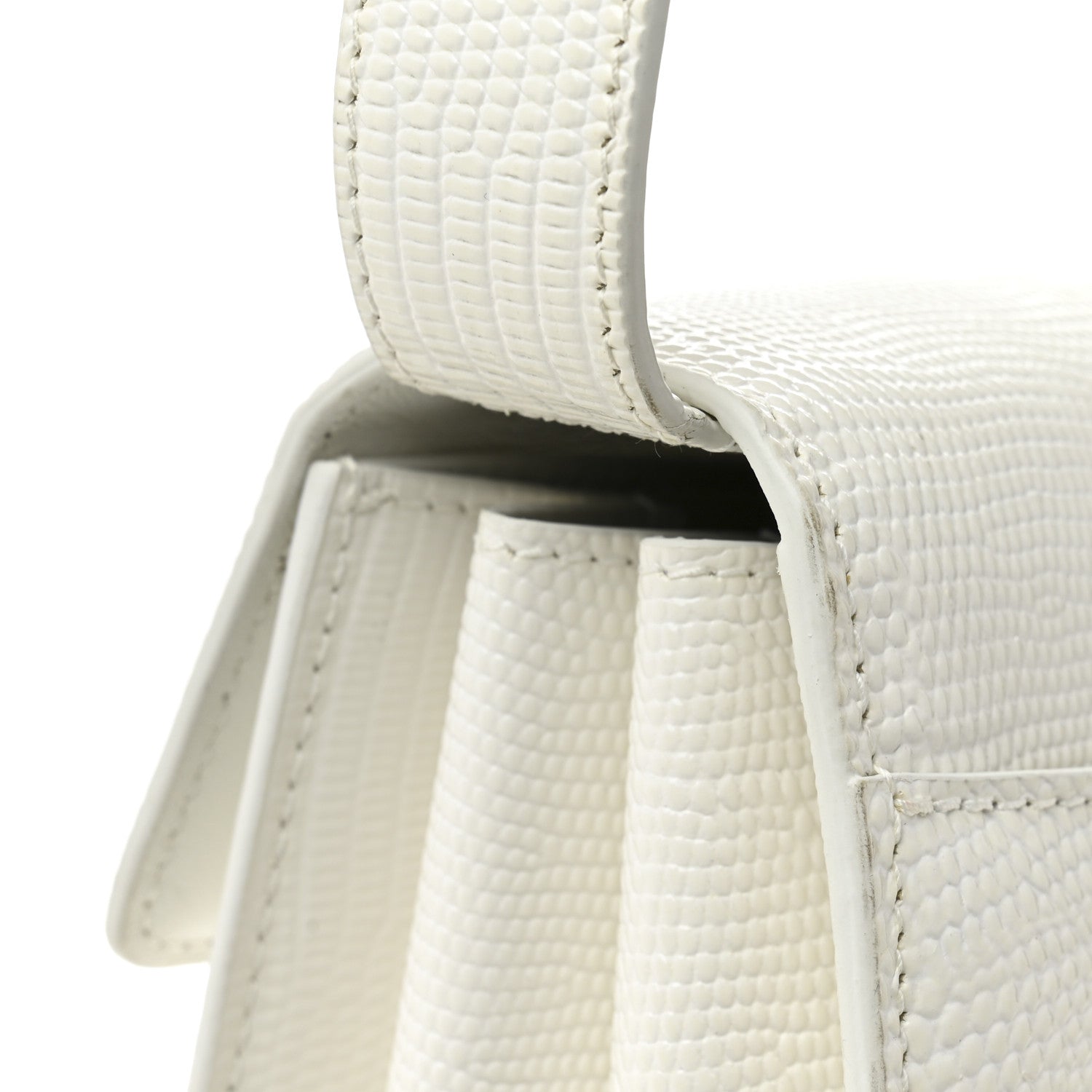 Balenciaga Patent Calfskin Lizard Embossed Medium Ghost Shoulder Bag Optic White 12 of 12