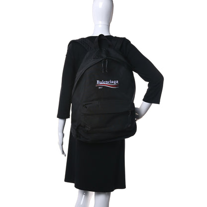 Balenciaga Nylon Political Campaign Logo Embroidered Explorer Backpack Black 2 of 9