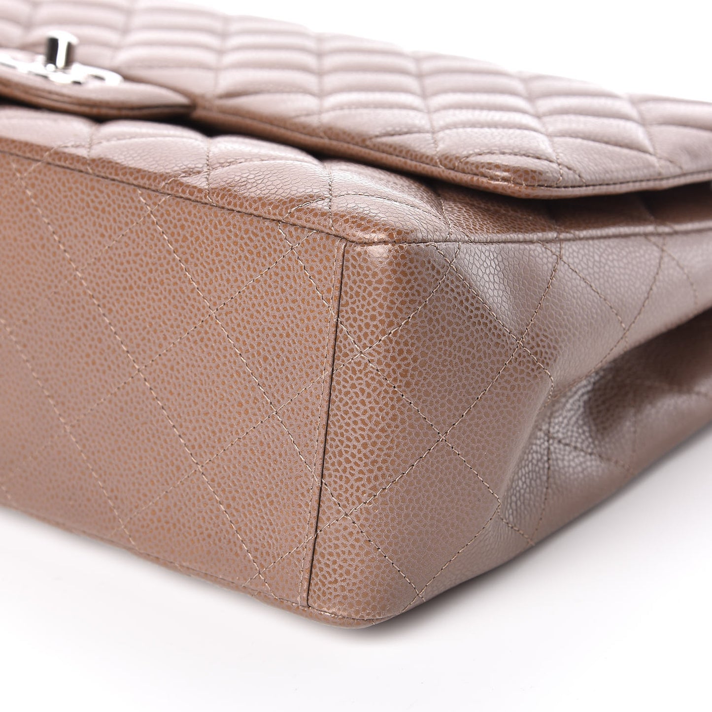 Caviar Quilted Maxi Single Flap Taupe