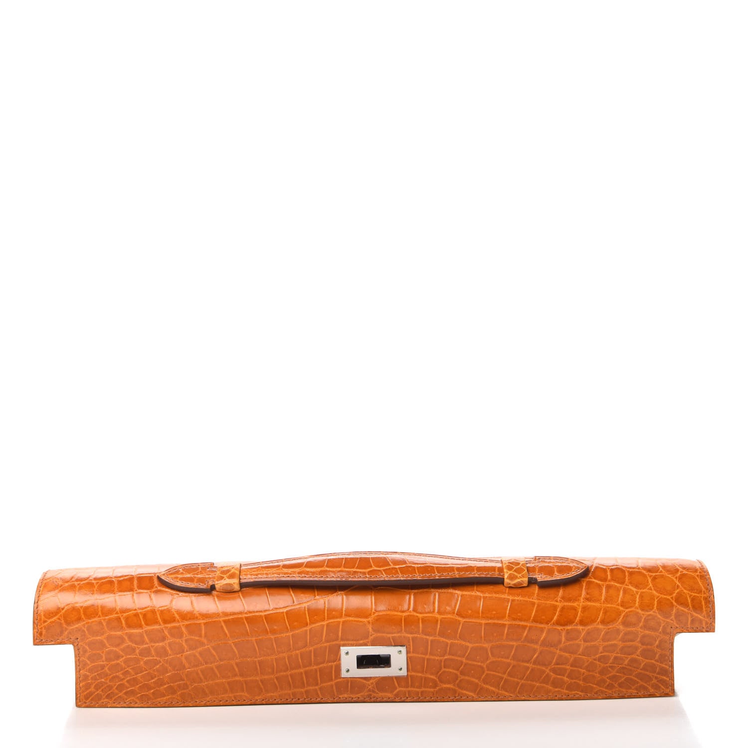 Hermes Shiny Niloticus Crocodile Kelly Cut Pochette Pain D'Epice 12 of 22