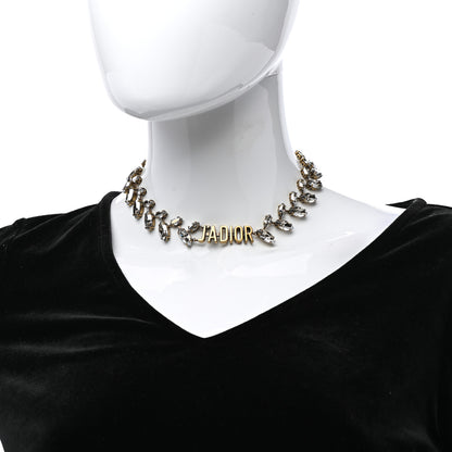 Christian Dior Metal Crystal J'Adior Laurier Choker Necklace Antique Gold 2 of 5