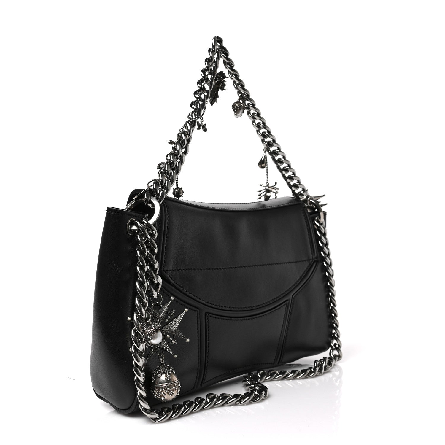 Alexander McQueen Nappa Chain Medallion Satchel Black 3 of 9