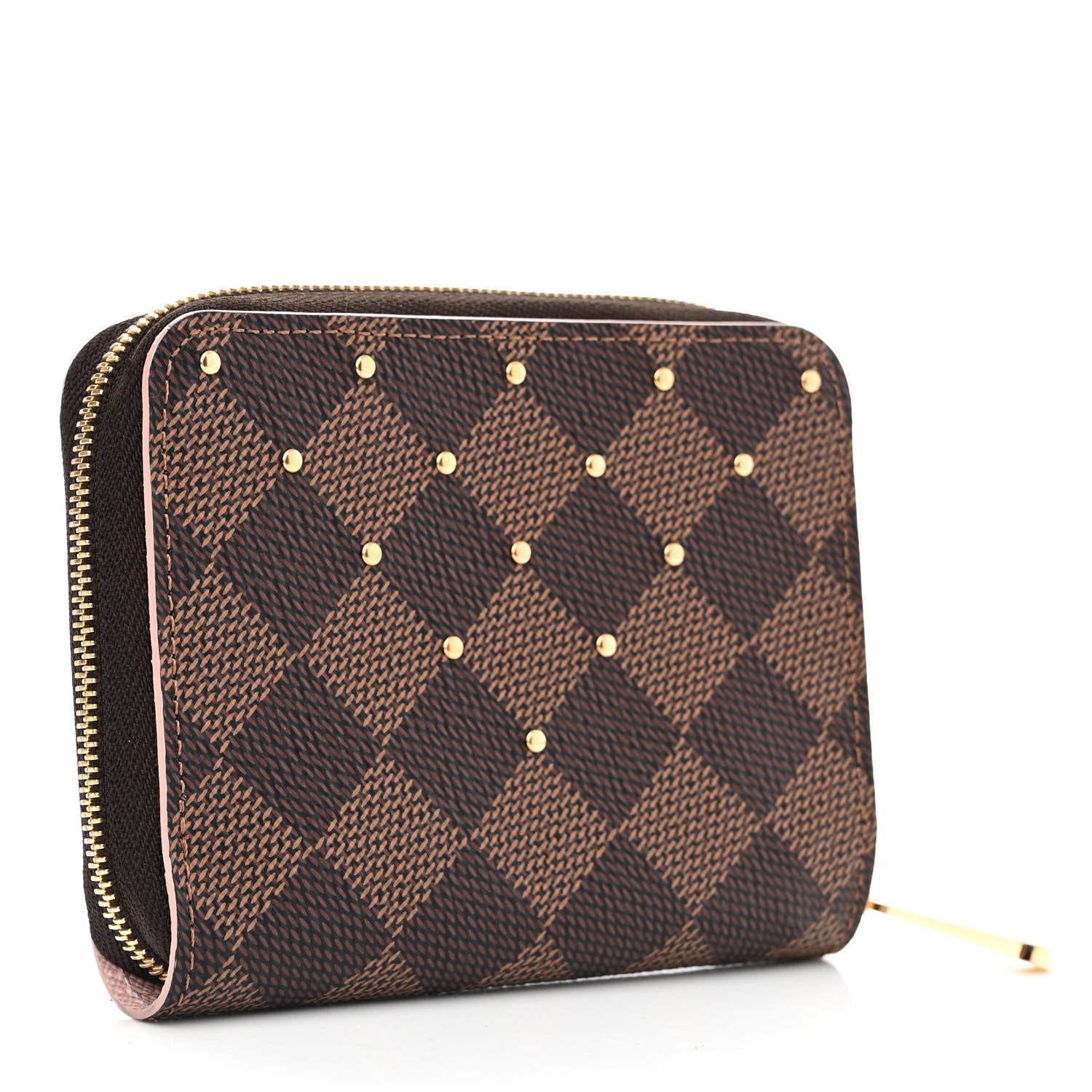 Louis Vuitton Damier Ebene Studded Zippy Coin Purse Rose Ballerine 3 of 7