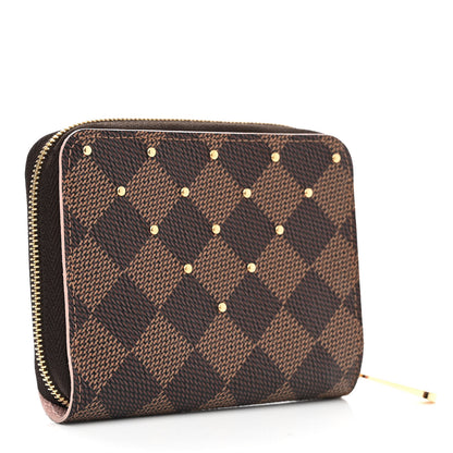 Louis Vuitton Damier Ebene Studded Zippy Coin Purse Rose Ballerine 3 of 7