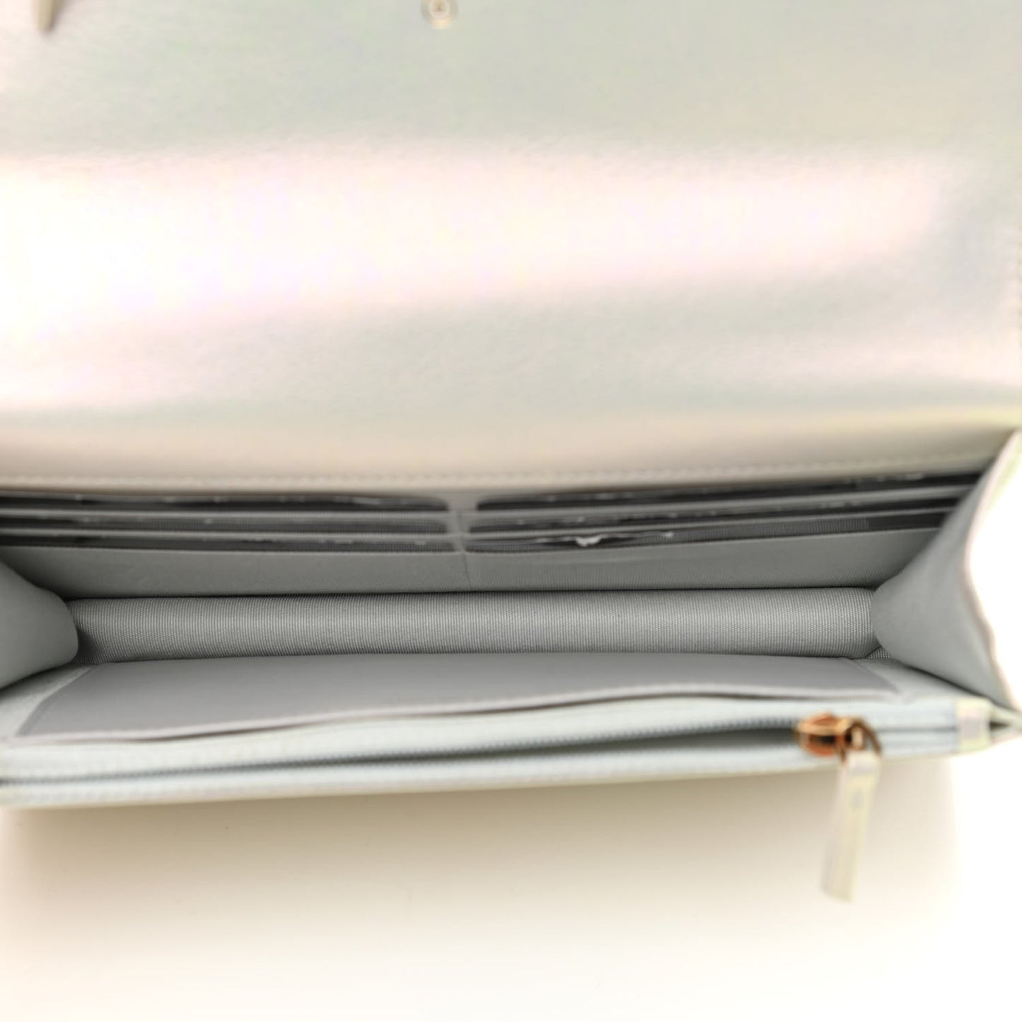 Iridescent Calfskin Quilted Chanel 19 Wallet On Chain WOC White