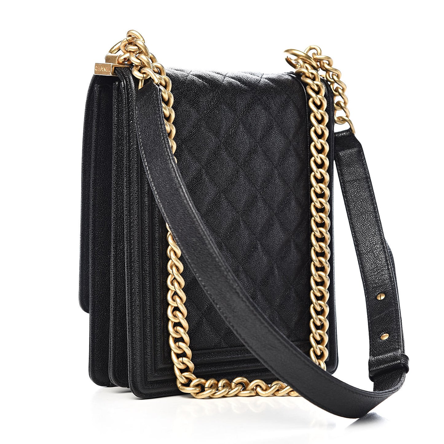 Caviar Quilted North South Boy Flap Black