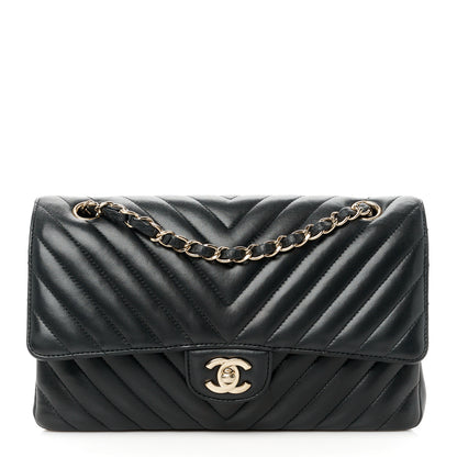 Chanel Lambskin Chevron Quilted Medium Double Flap Black 1 of 11