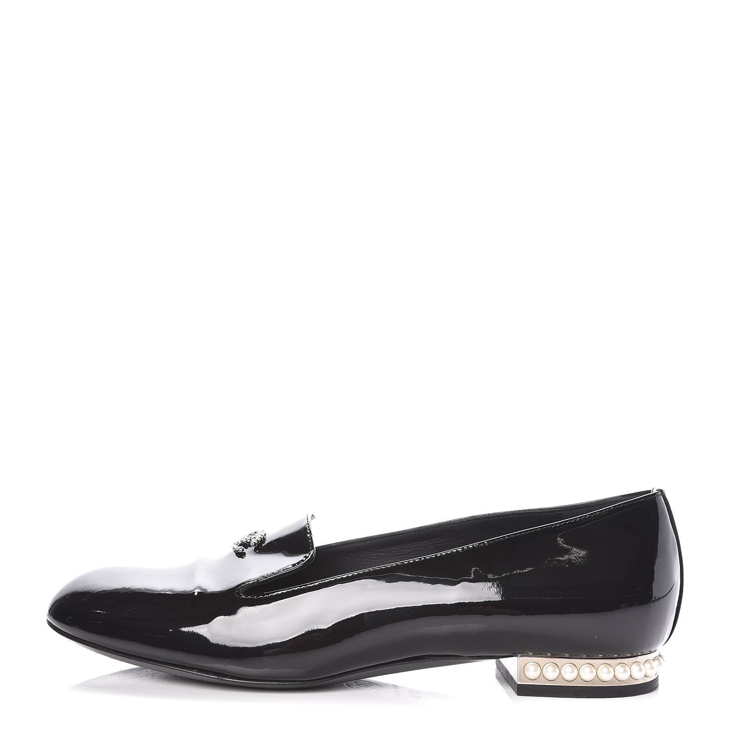 Chanel Patent Calfskin Pearl CC Oxfords 37.5 Black 1 of 10