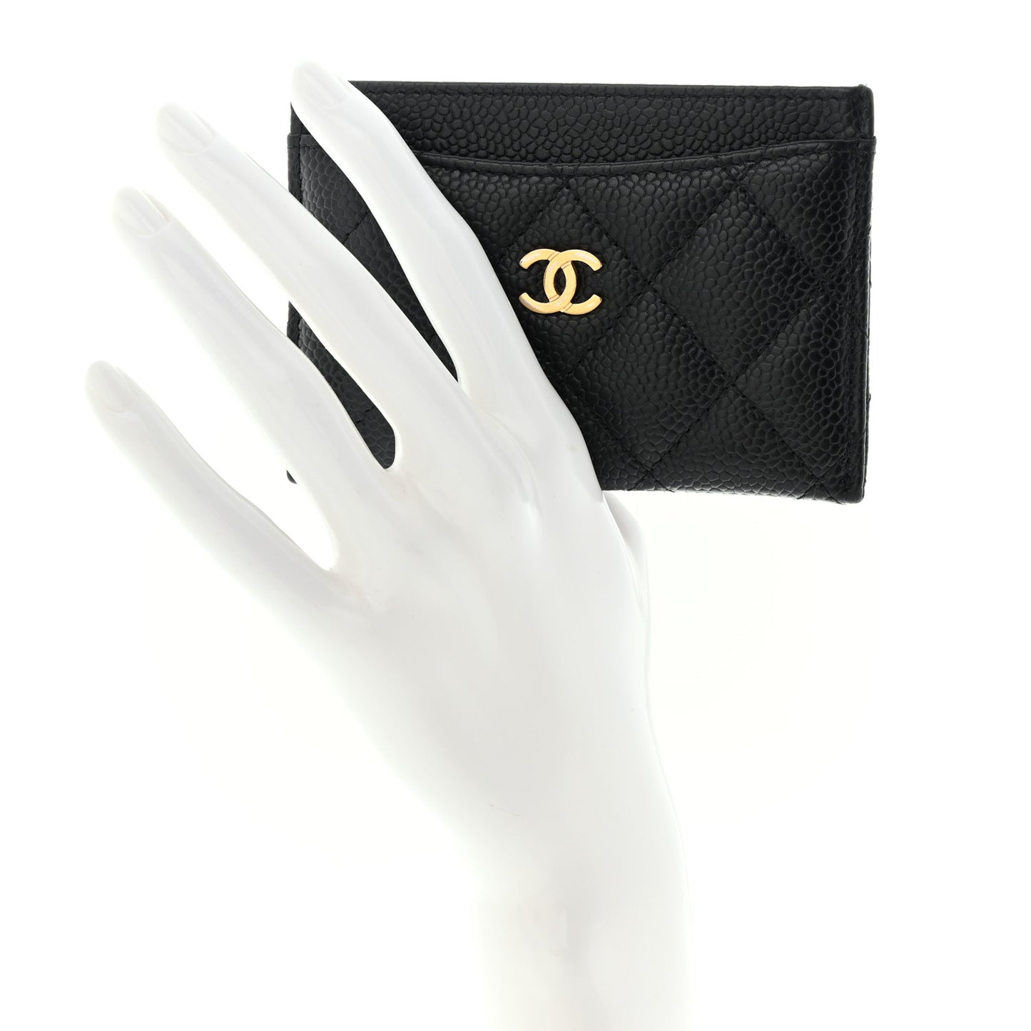 Caviar Quilted Card Holder Black