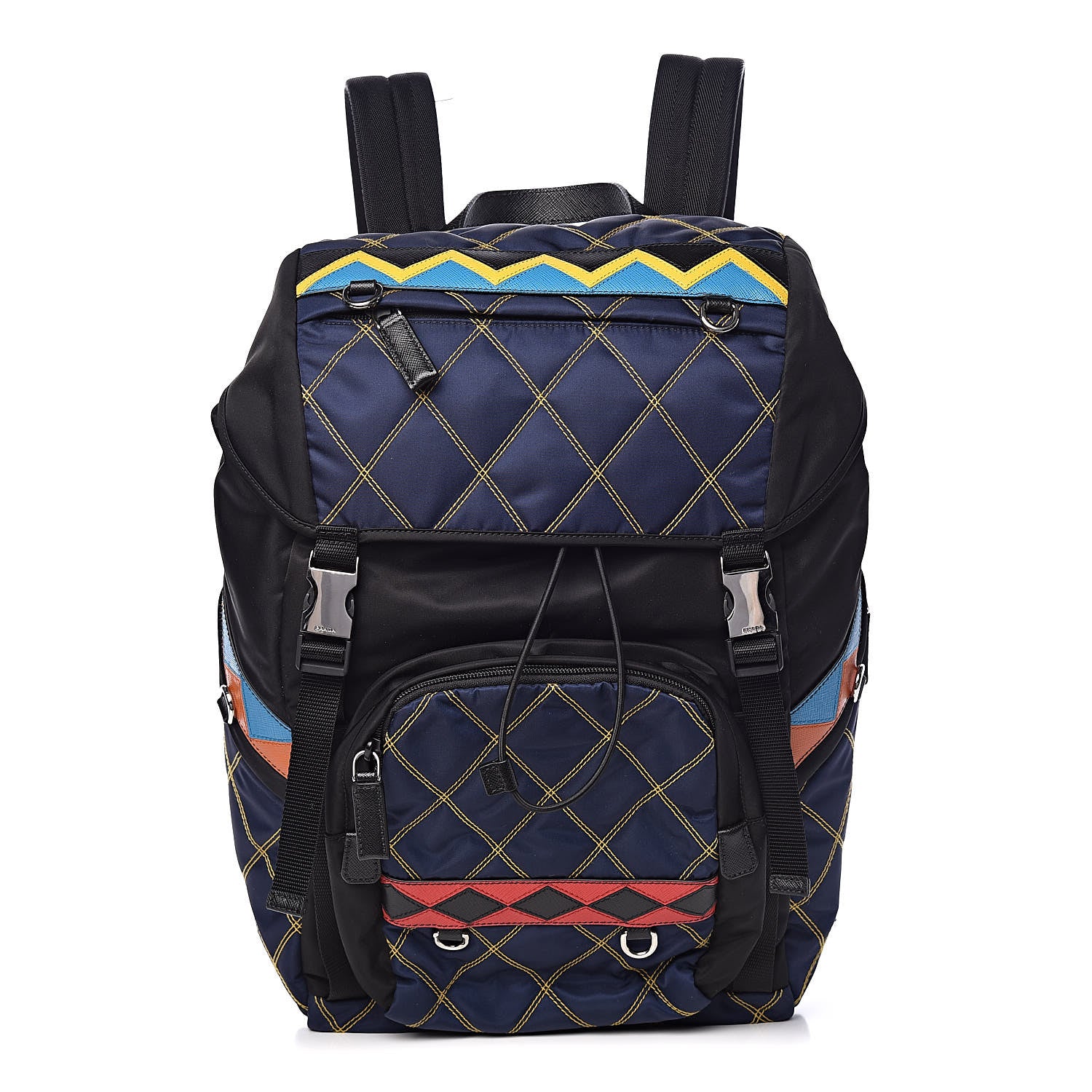 Prada Tessuto Nylon Impunturato Double Buckle Backpack Baltico Black 1 of 8