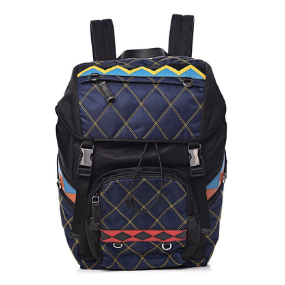 Prada Tessuto Nylon Impunturato Double Buckle Backpack Baltico Black 1 of 8