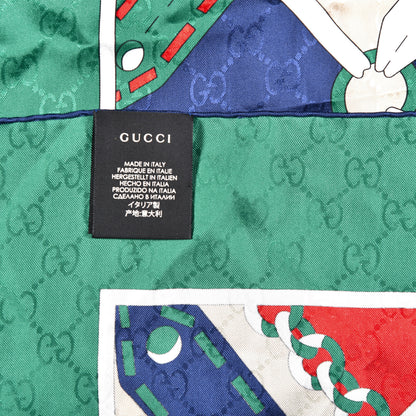 Gucci Silk Chain Argyle Square Scarf Flame Dark Green 3 of 4