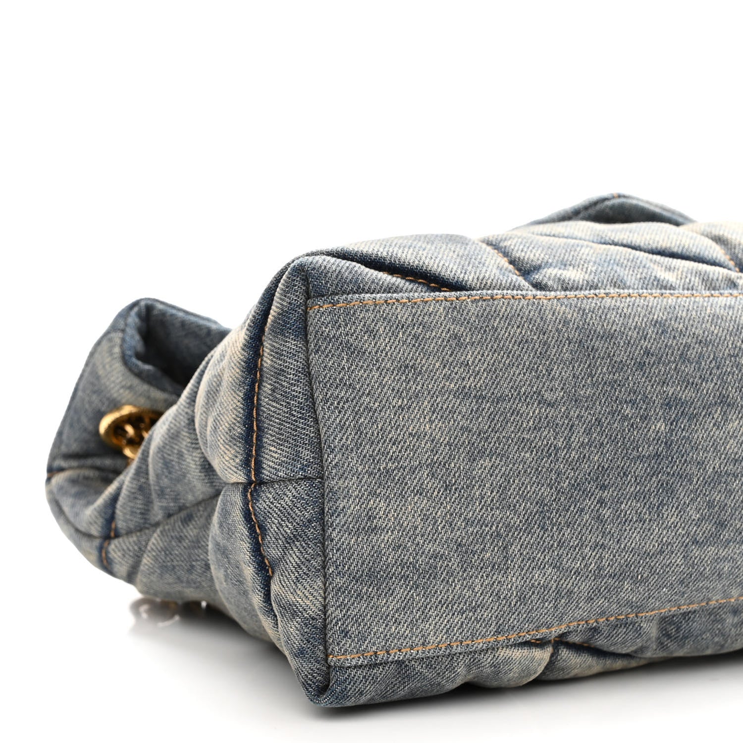 Saint Laurent Denim Quilted Small Loulou Puffer Monogram Chain Satchel Blue Cinnamon 9 of 10