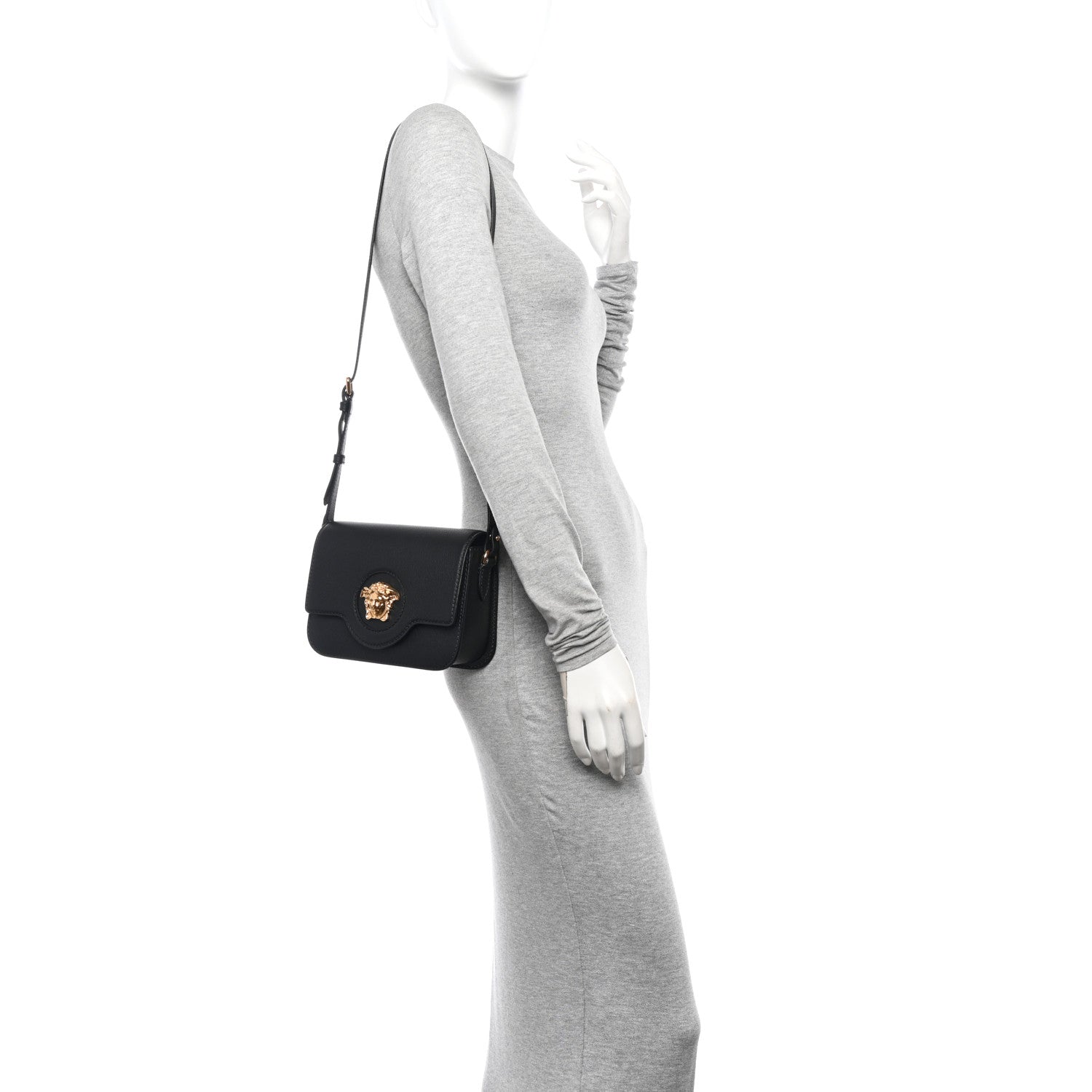 Versace Grained Calfskin La Medusa Flap Shoulder Bag  Black 2 of 9