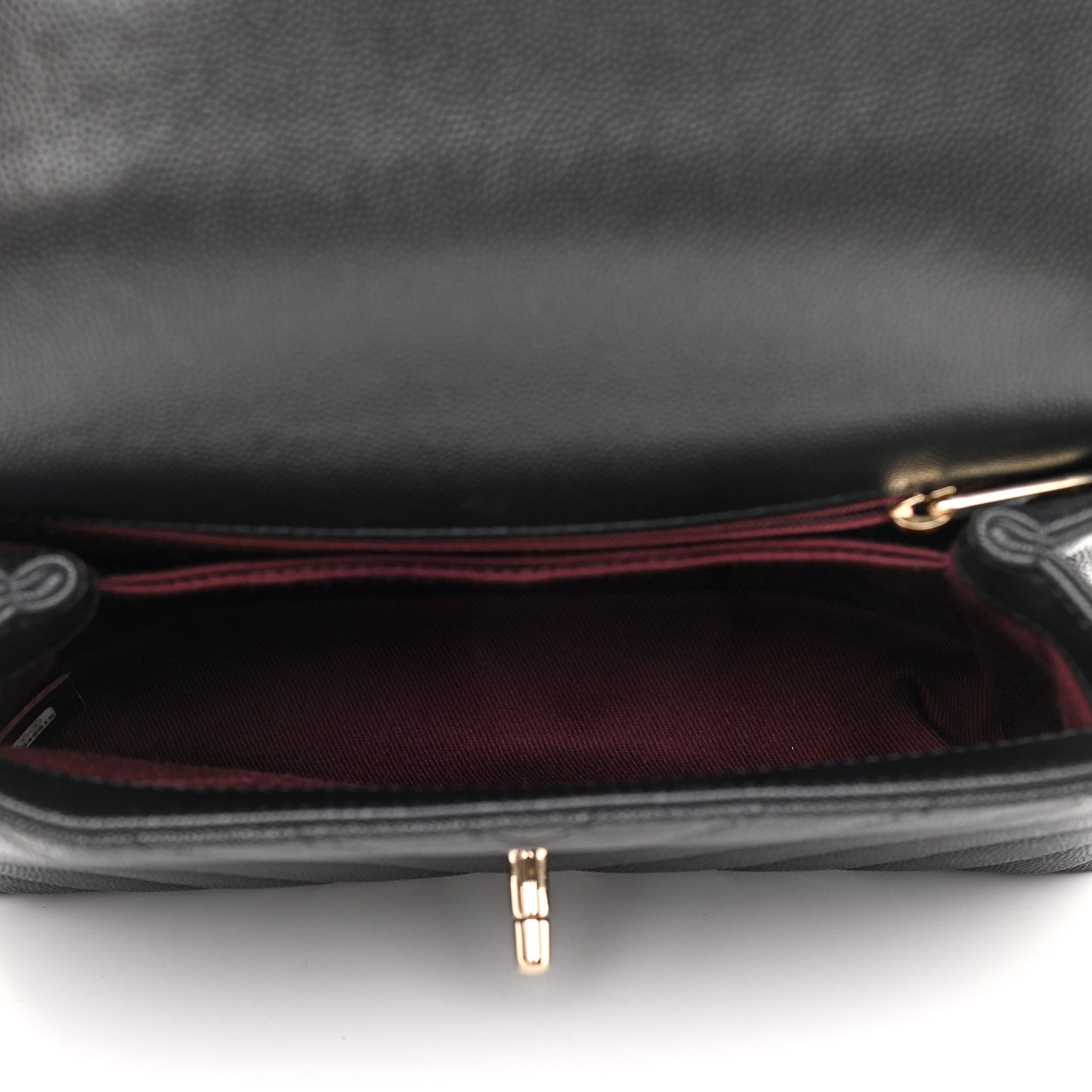 Caviar Chevron Quilted Mini Coco Handle Flap Black