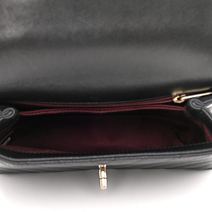 Chanel Caviar Chevron Quilted Mini Coco Handle Flap Black 5 of 9