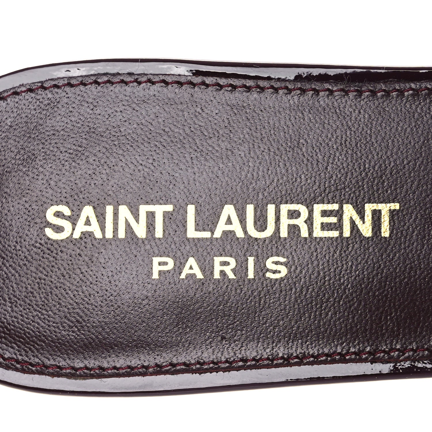 Saint Laurent Vitello Vernice Tribute 05 Slide Sandals 38 Barolo 9 of 11