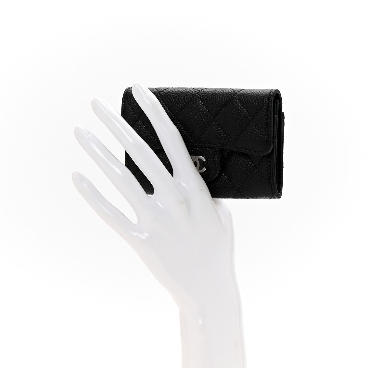 Chanel Caviar Quilted Flap Card Holder Wallet Black 2 of 8