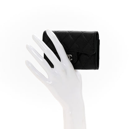 Chanel Caviar Quilted Flap Card Holder Wallet Black 2 of 8