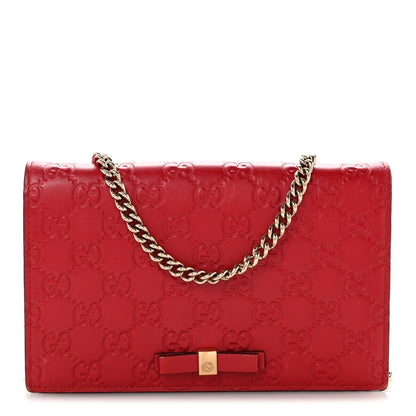 Gucci Guccissima Signature Bowy Chain Wallet Hibiscus Red 1 of 12