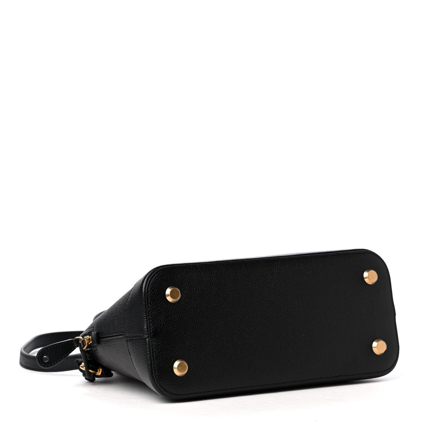 Grained Calfskin Logo S Ville Top Handle Bag Black White