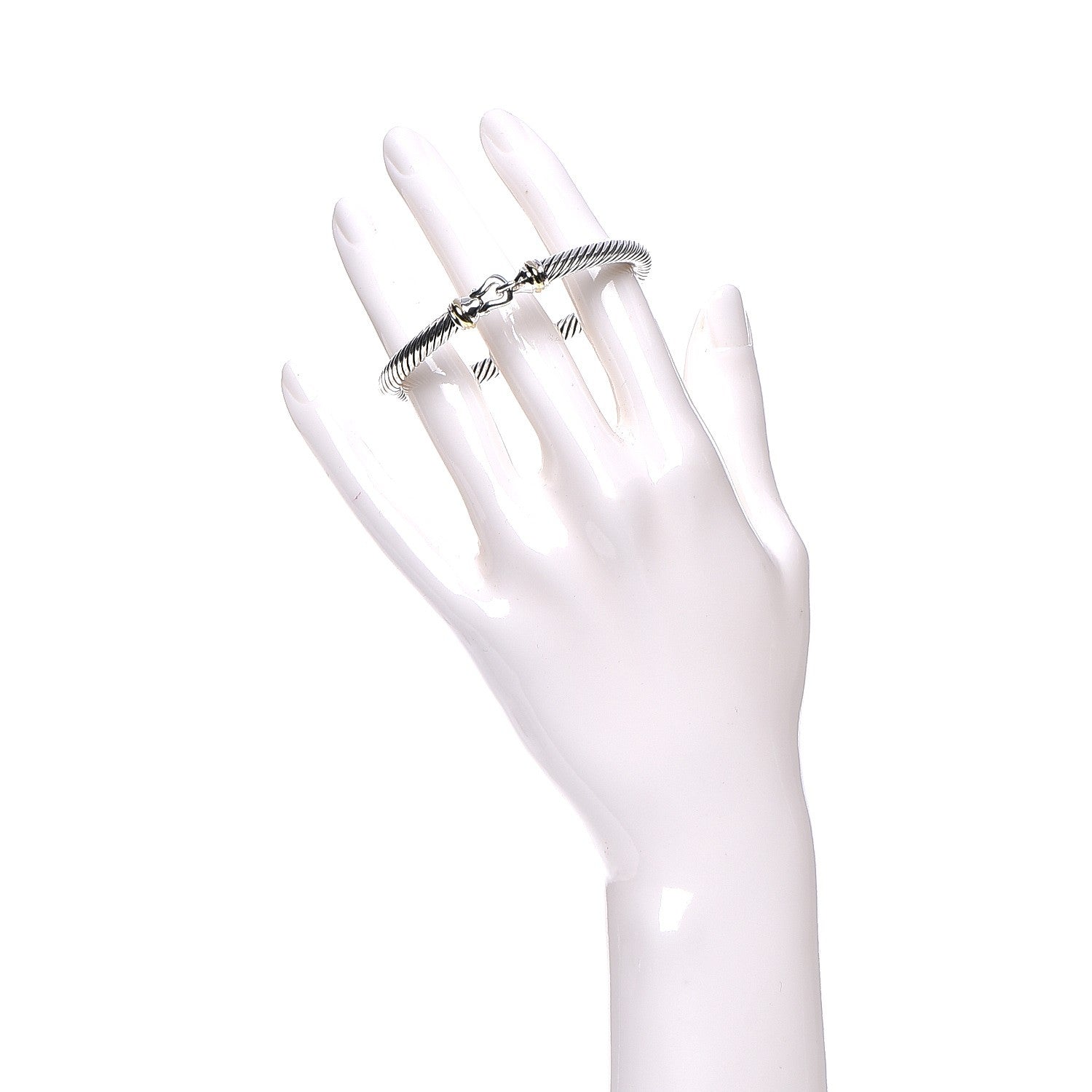 David Yurman Sterling Silver 18K Yellow Gold 5mm Cable Classic Buckle Bracelet 2 of 5