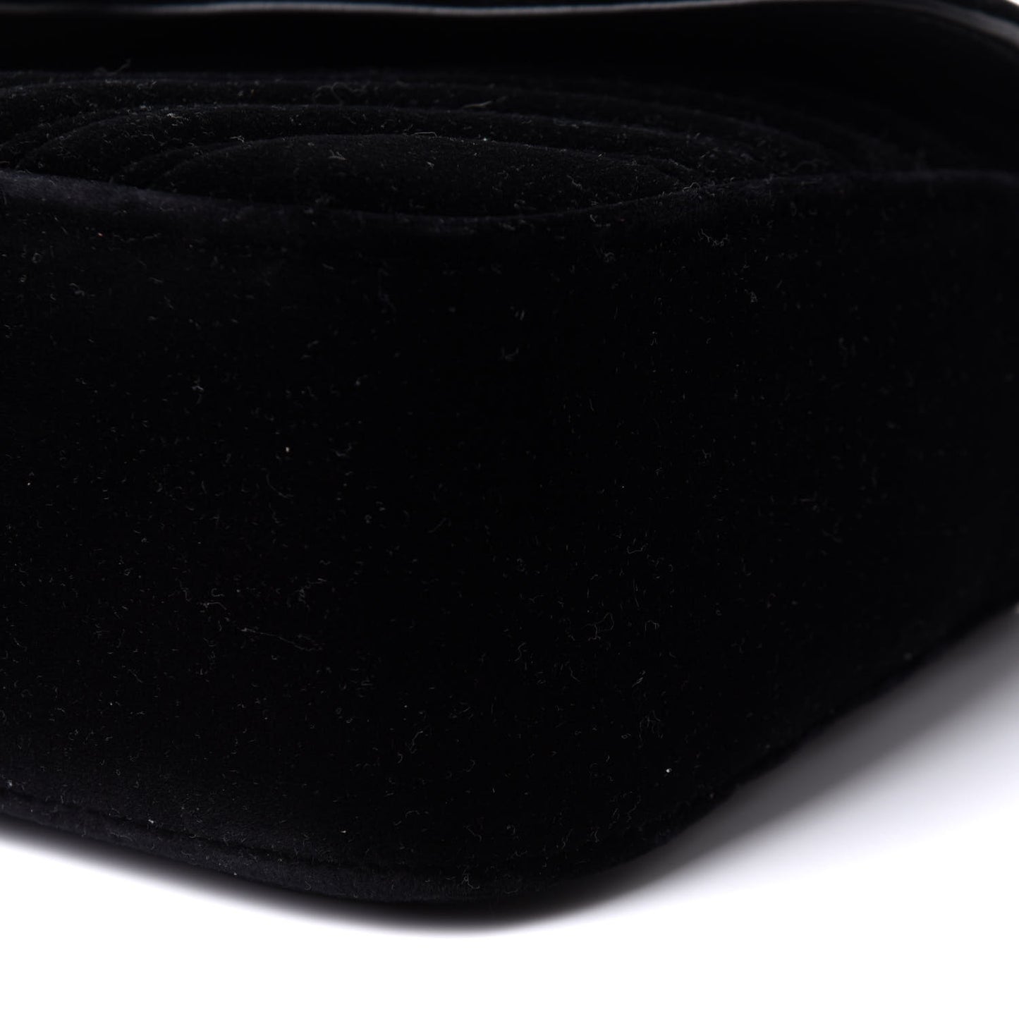 Velvet Matelasse Small GG Marmont Shoulder Bag Black