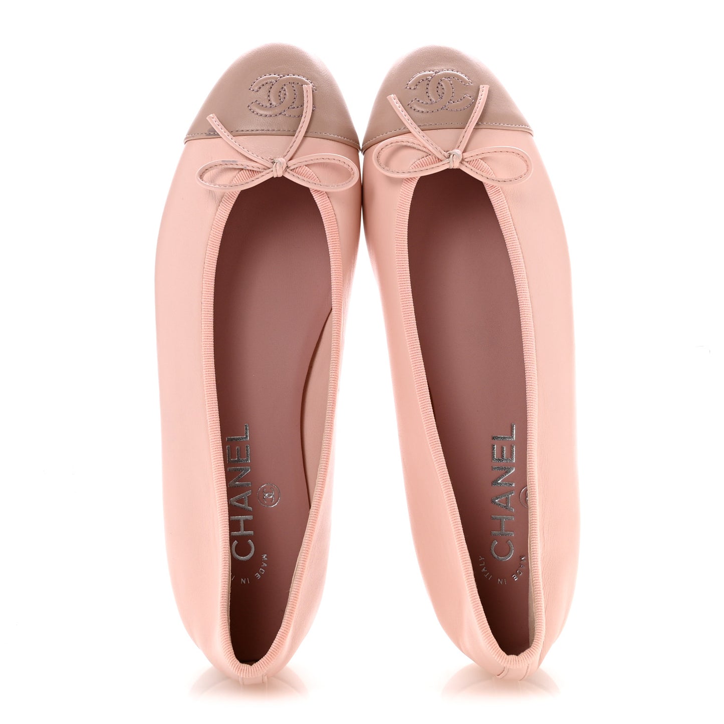 Lambskin Cap Toe CC Ballerina Flats 39 Light Pink Dark Pink