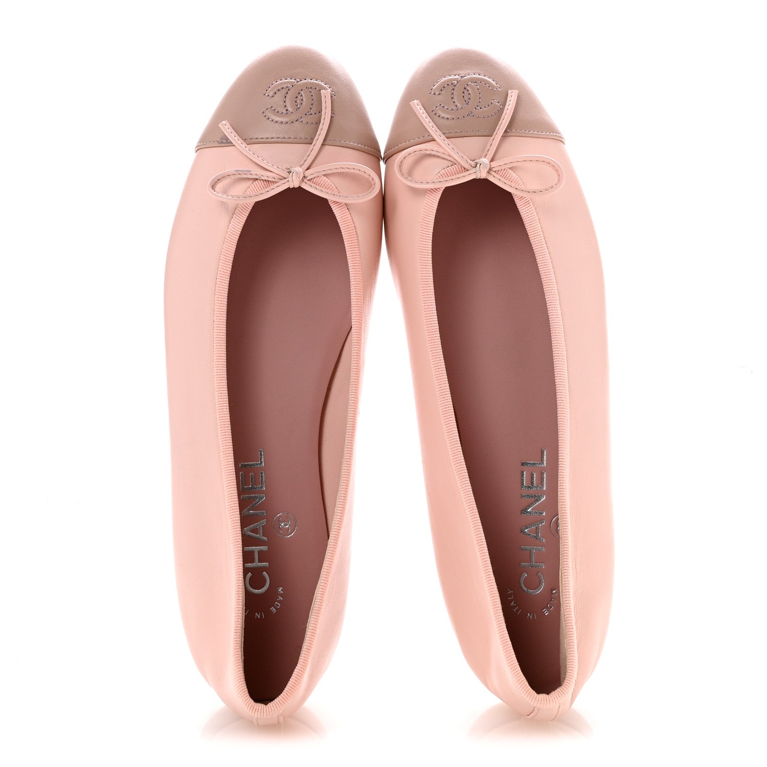 Chanel Lambskin Cap Toe CC Ballerina Flats 39 Light Pink Dark Pink 2 of 10