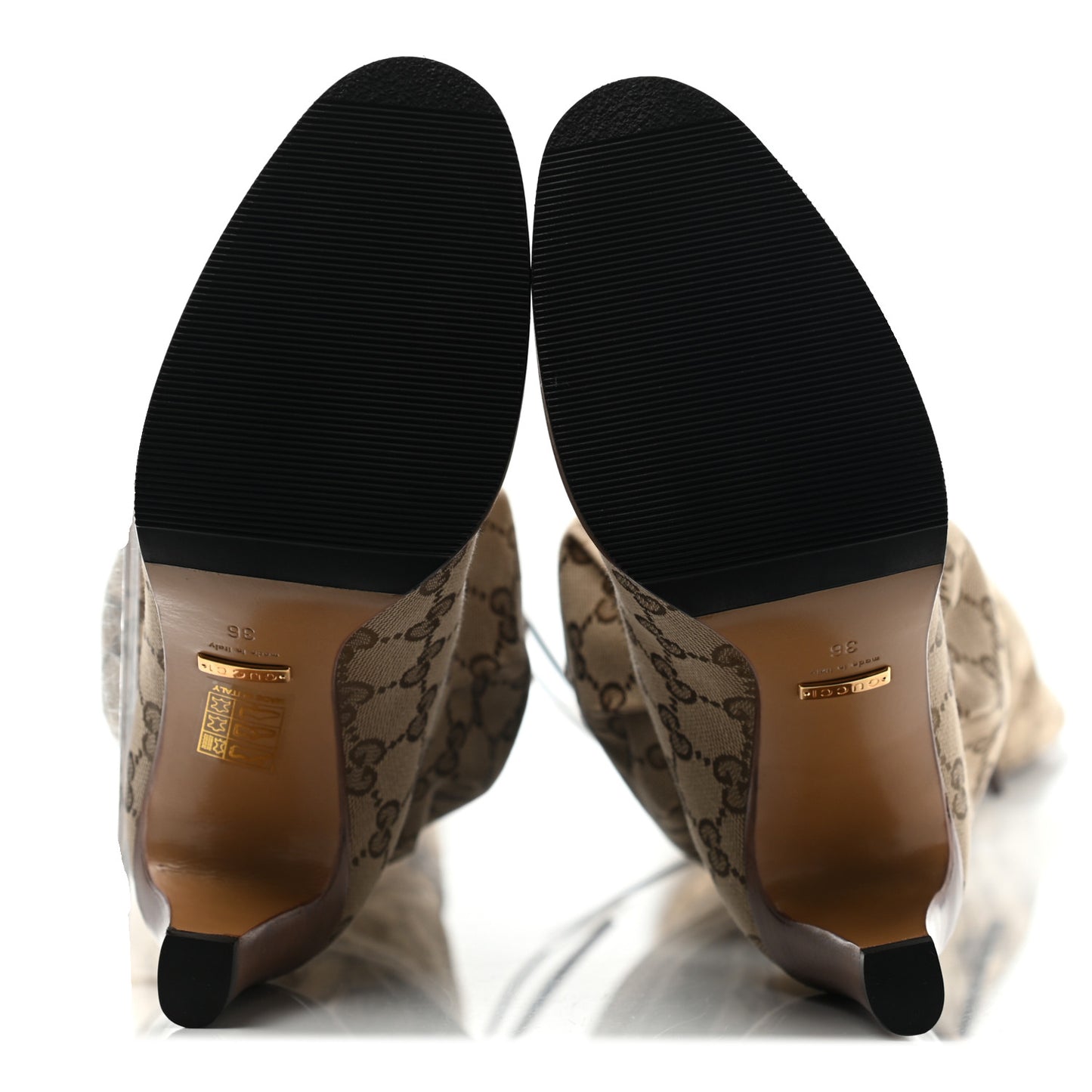 Monogram Over The Knee Boots 36 Beige Ebony