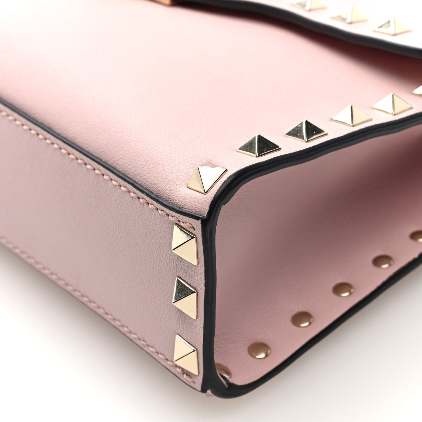 Vitello Medium Rockstud Flip Lock Crossbody Bag Rose Quartz