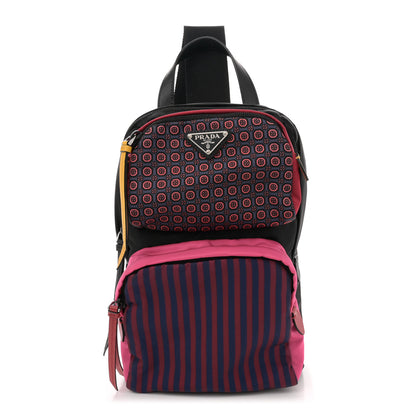 Prada Tessuto Stampato Nylon Otta Print Sling Backpack Pink Multicolor 1 of 10
